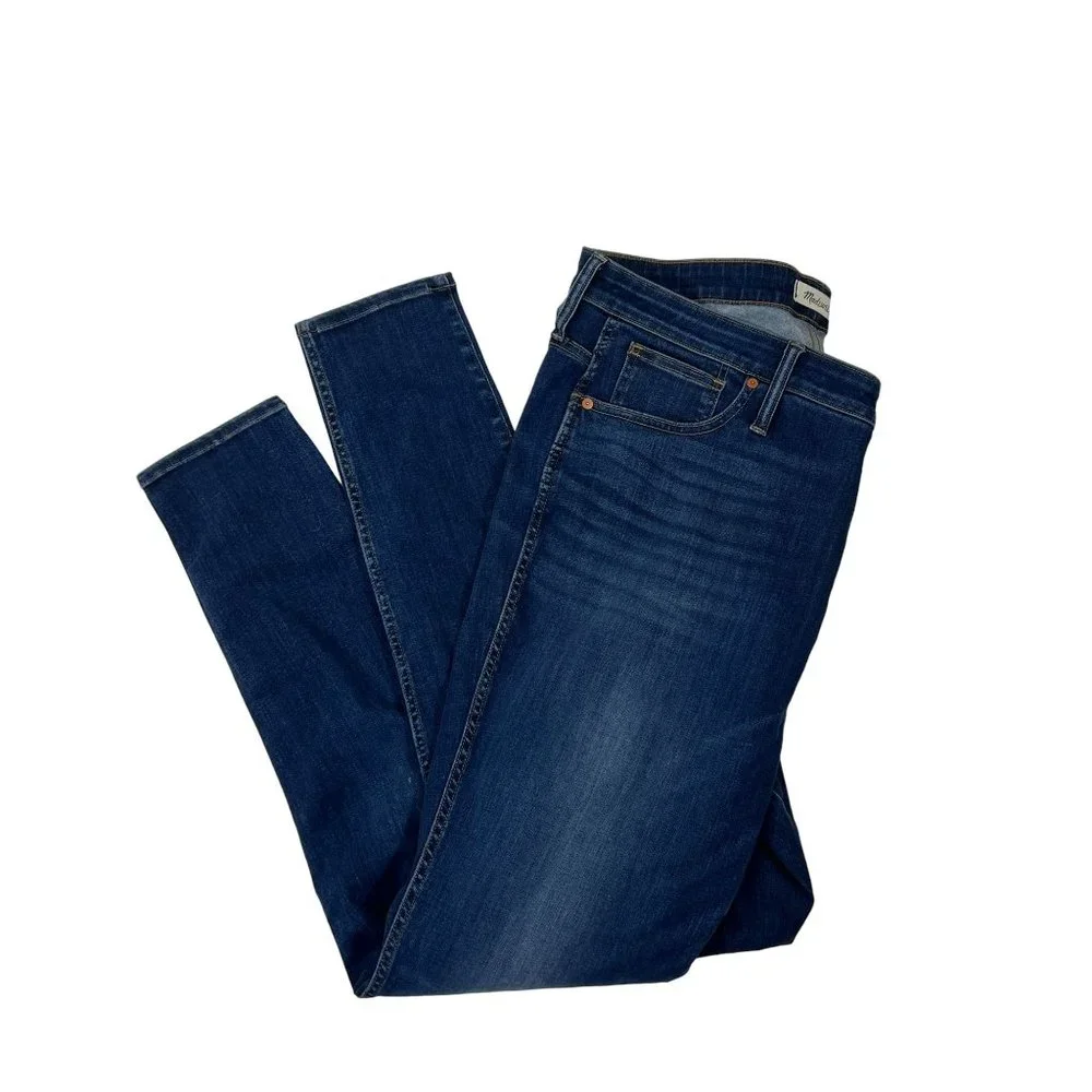 Madewell 10'' High Rise Skinny Denim Jeans High Rise Blue Dark Wash Size 35T - Picture 5 of 12